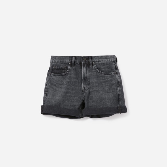Everlane Relaxed Short Washed Black 100% Cotton Raw Hem Rigid Denim Jean Shorts - Picture 8 of 8